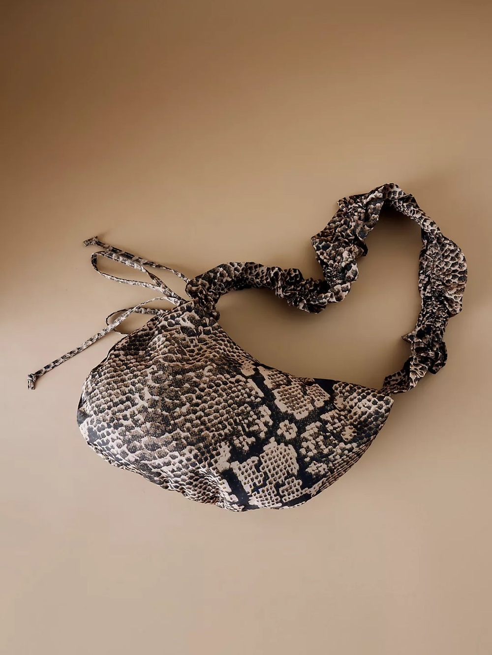 Damson Madder Snake-Print Ruched Kidney Bag